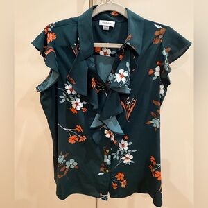 Calvin Klein Dark Teal Floral Blouse